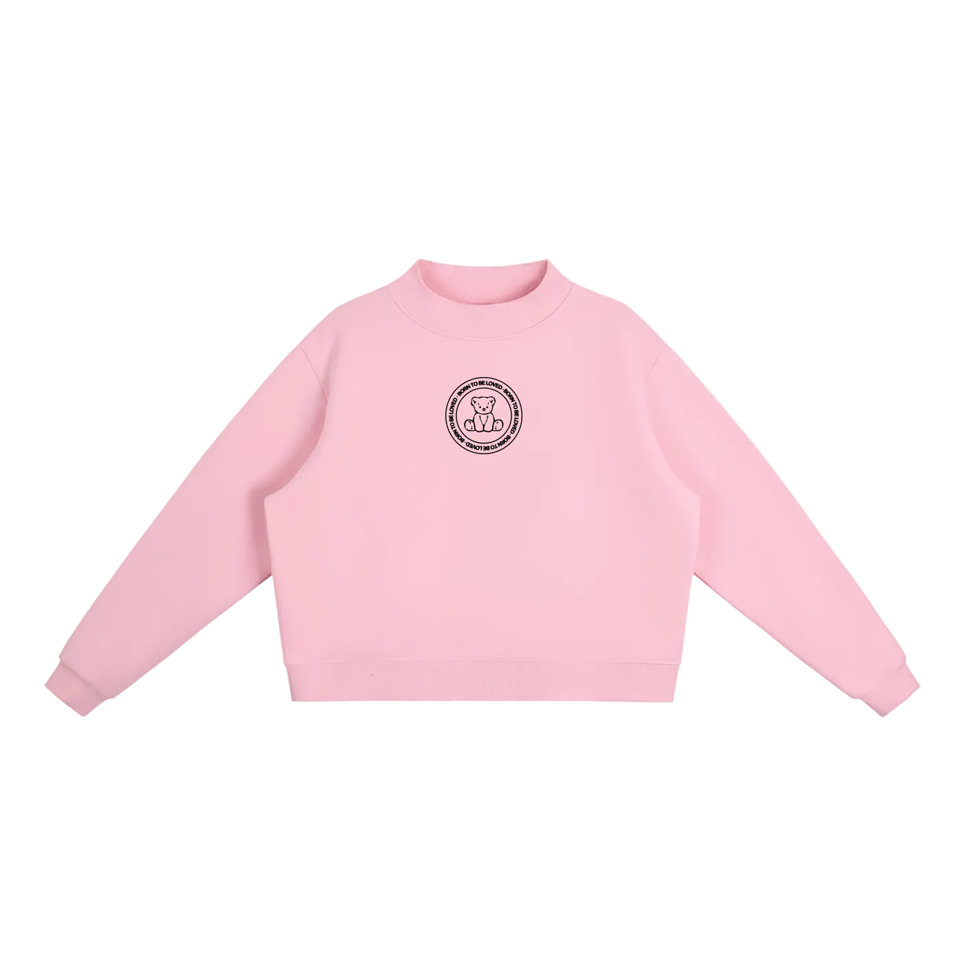teddy bear fleece crew mock-neck sweatshirt
