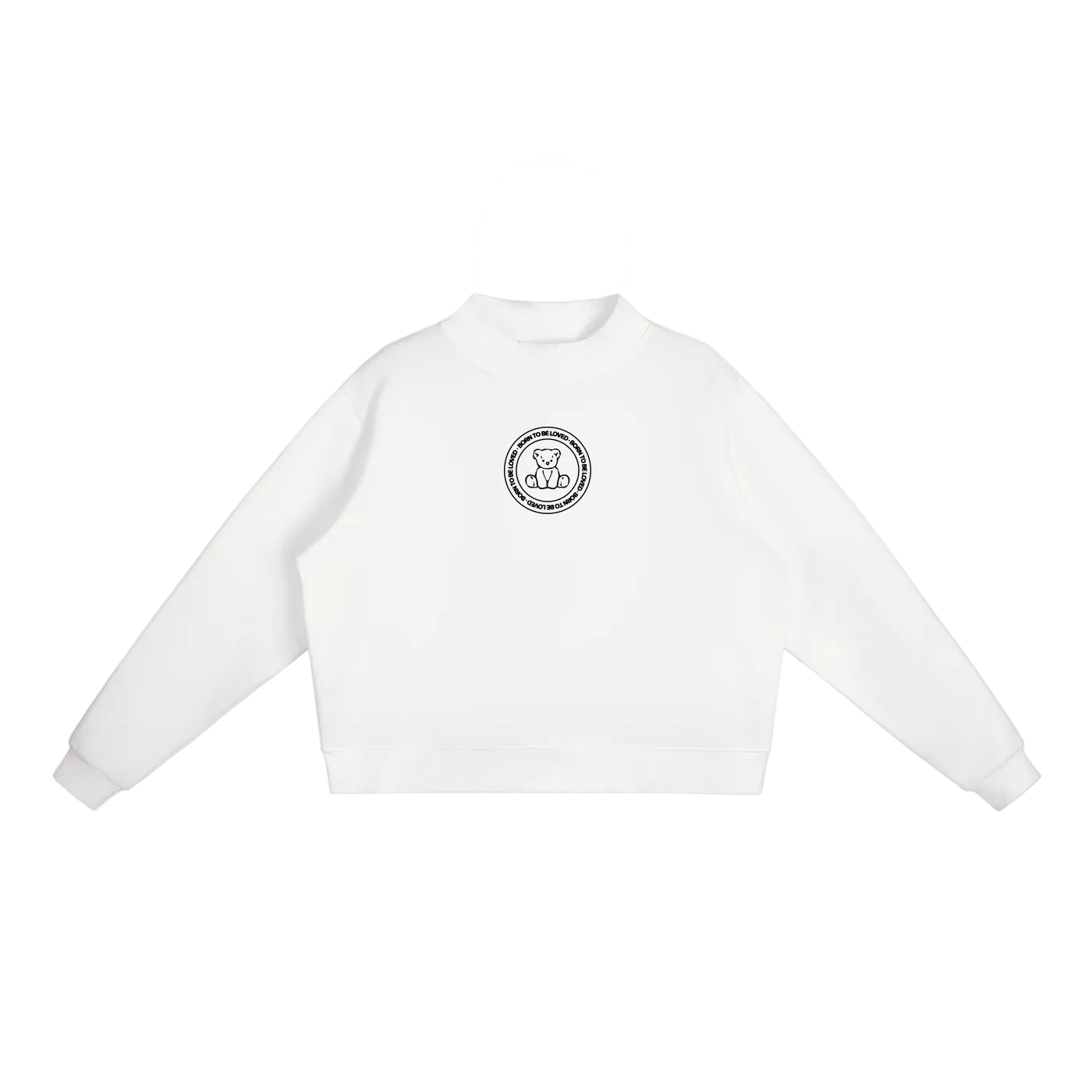 teddy bear fleece crew mock-neck sweatshirt