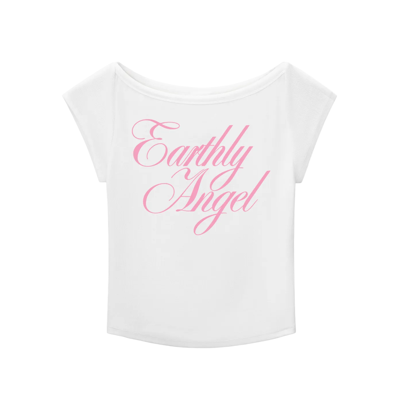 earthly angel wide neck white baby tee