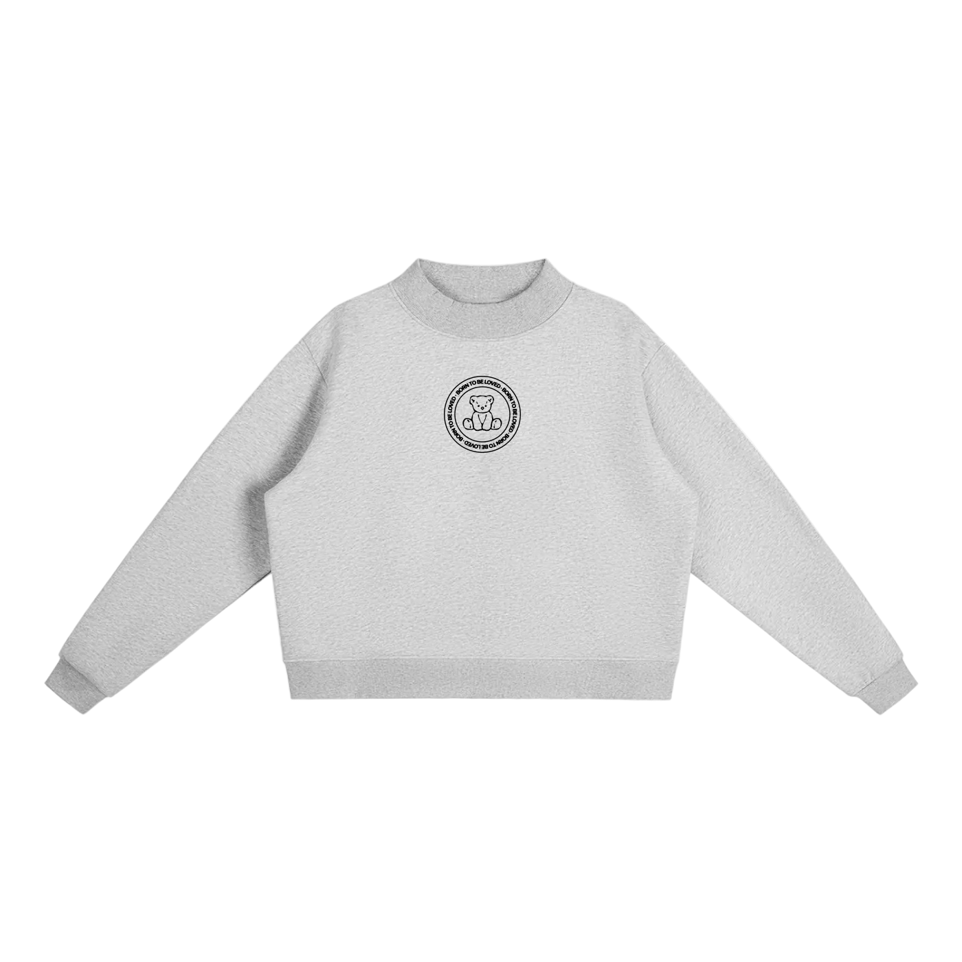 teddy bear fleece crew mock-neck sweatshirt