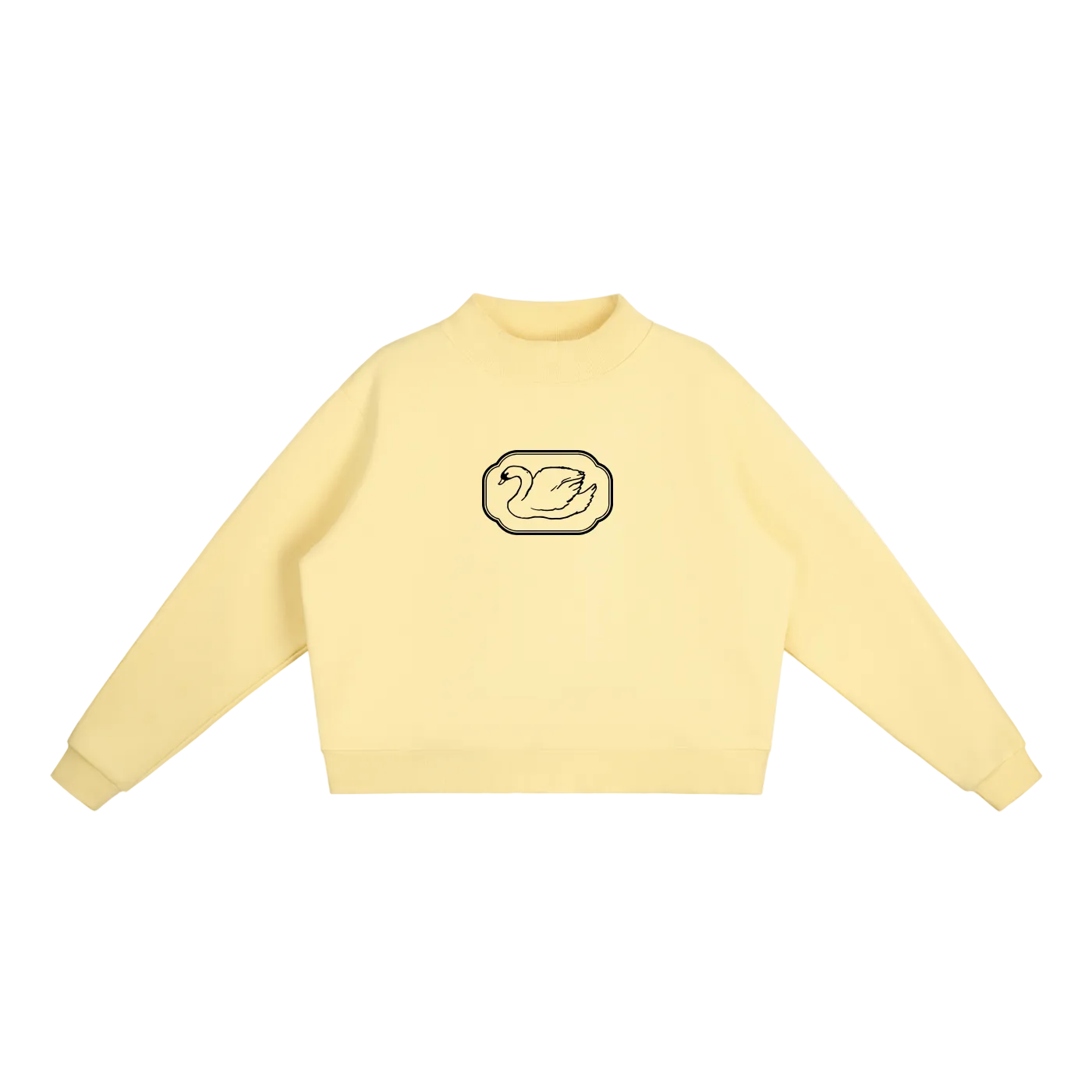 swan stamp fleece crew mock-neck sweatshirt