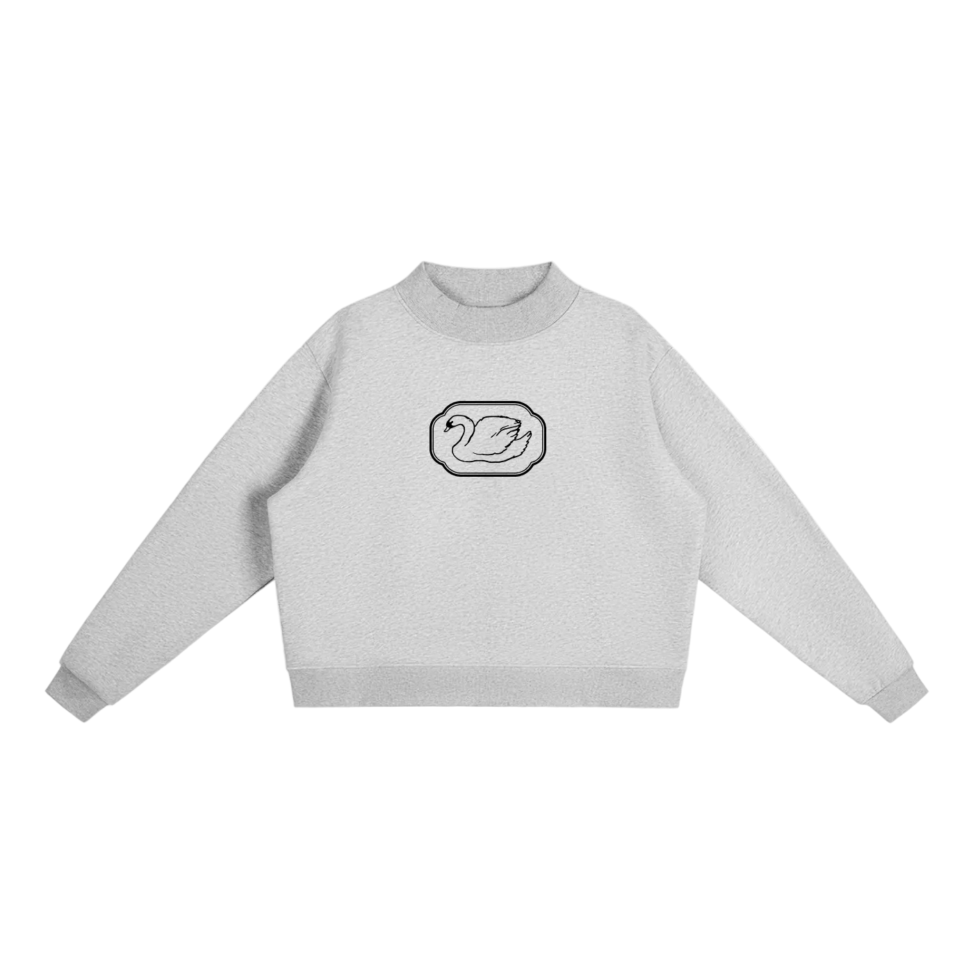 swan stamp fleece crew mock-neck sweatshirt