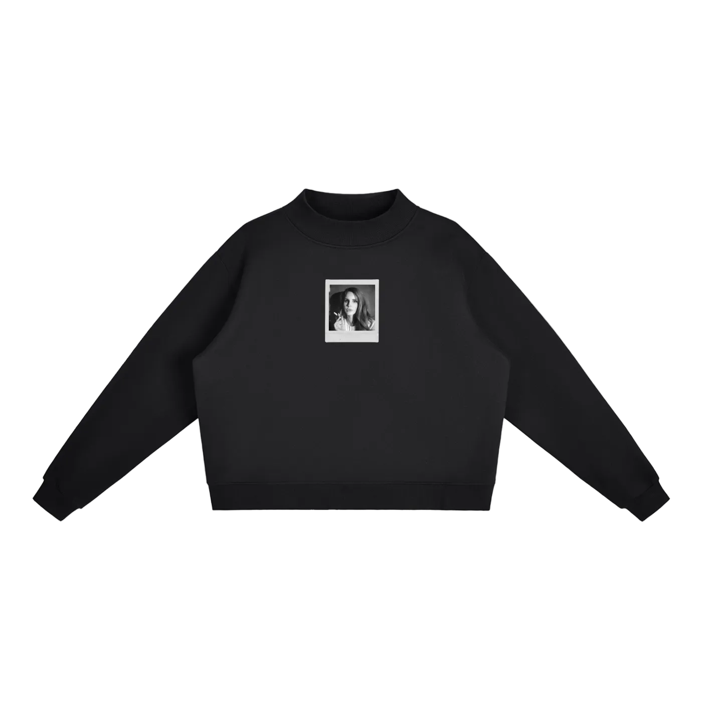 lana white polaroid fleece mock-neck crew sweatshirt