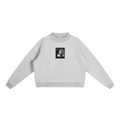 lana black polaroid fleece mock-neck crew sweatshirt