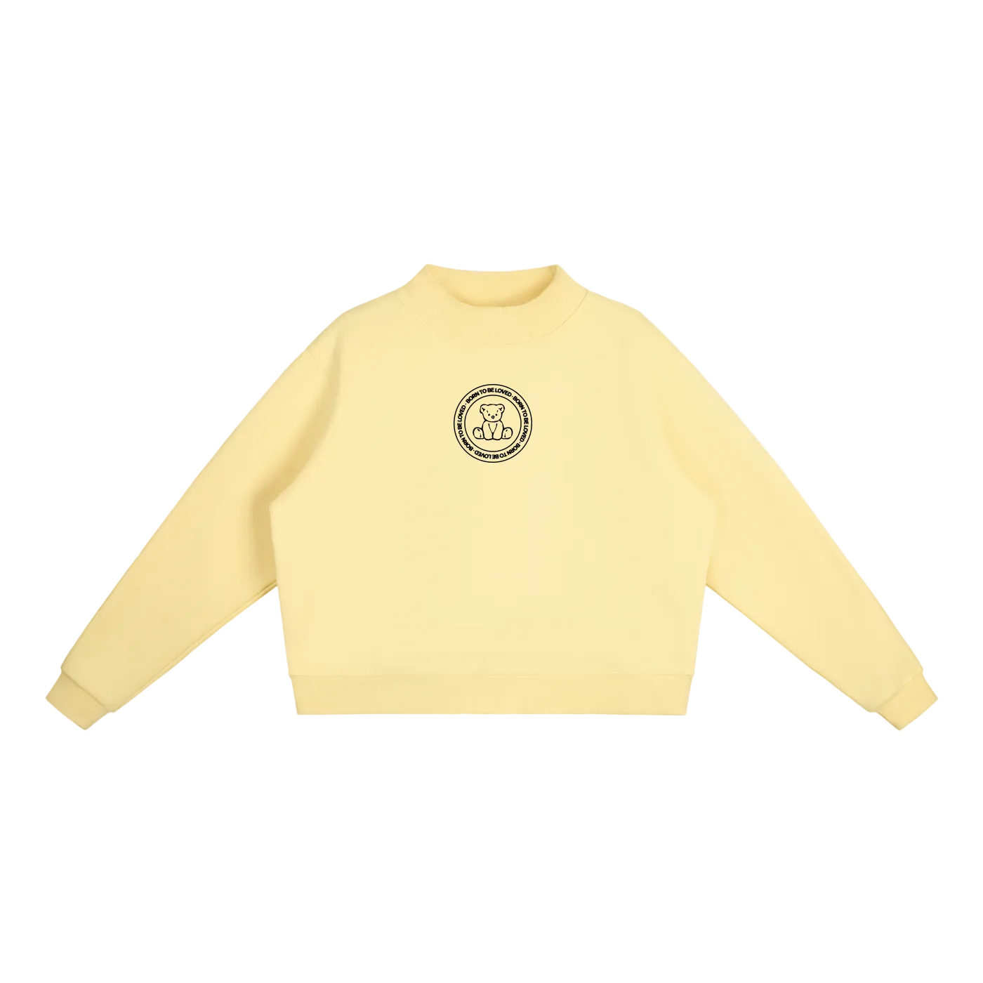 teddy bear fleece crew mock-neck sweatshirt