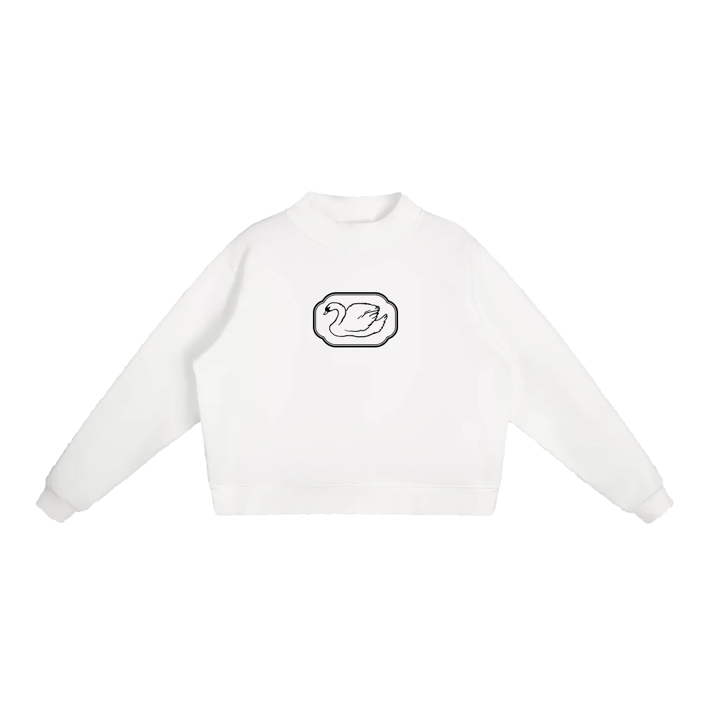 swan stamp fleece crew mock-neck sweatshirt