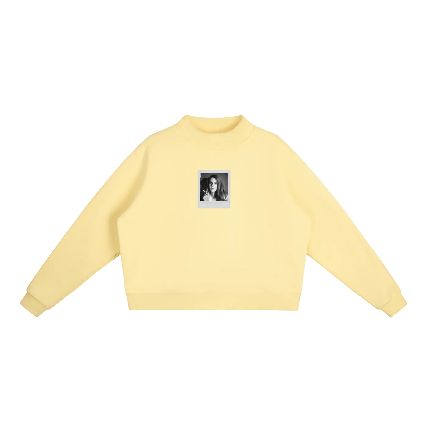 lana white polaroid fleece mock-neck crew sweatshirt