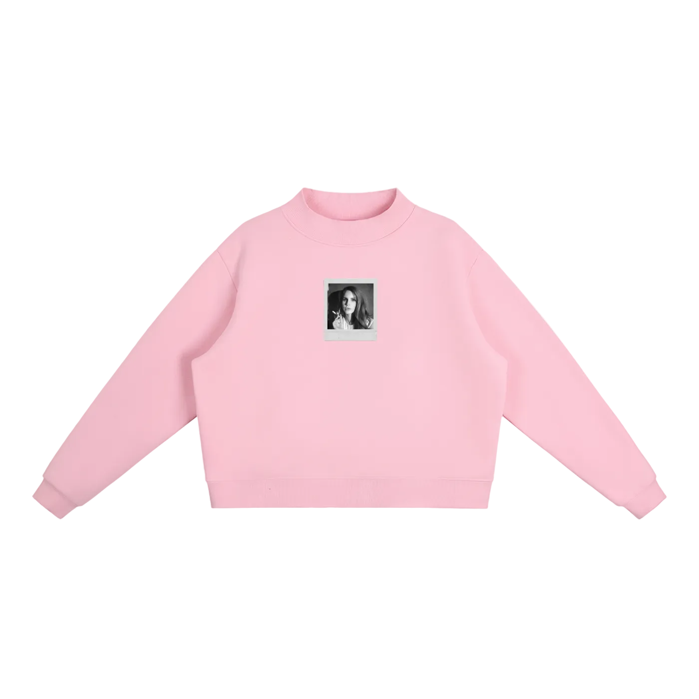 lana white polaroid fleece mock-neck crew sweatshirt