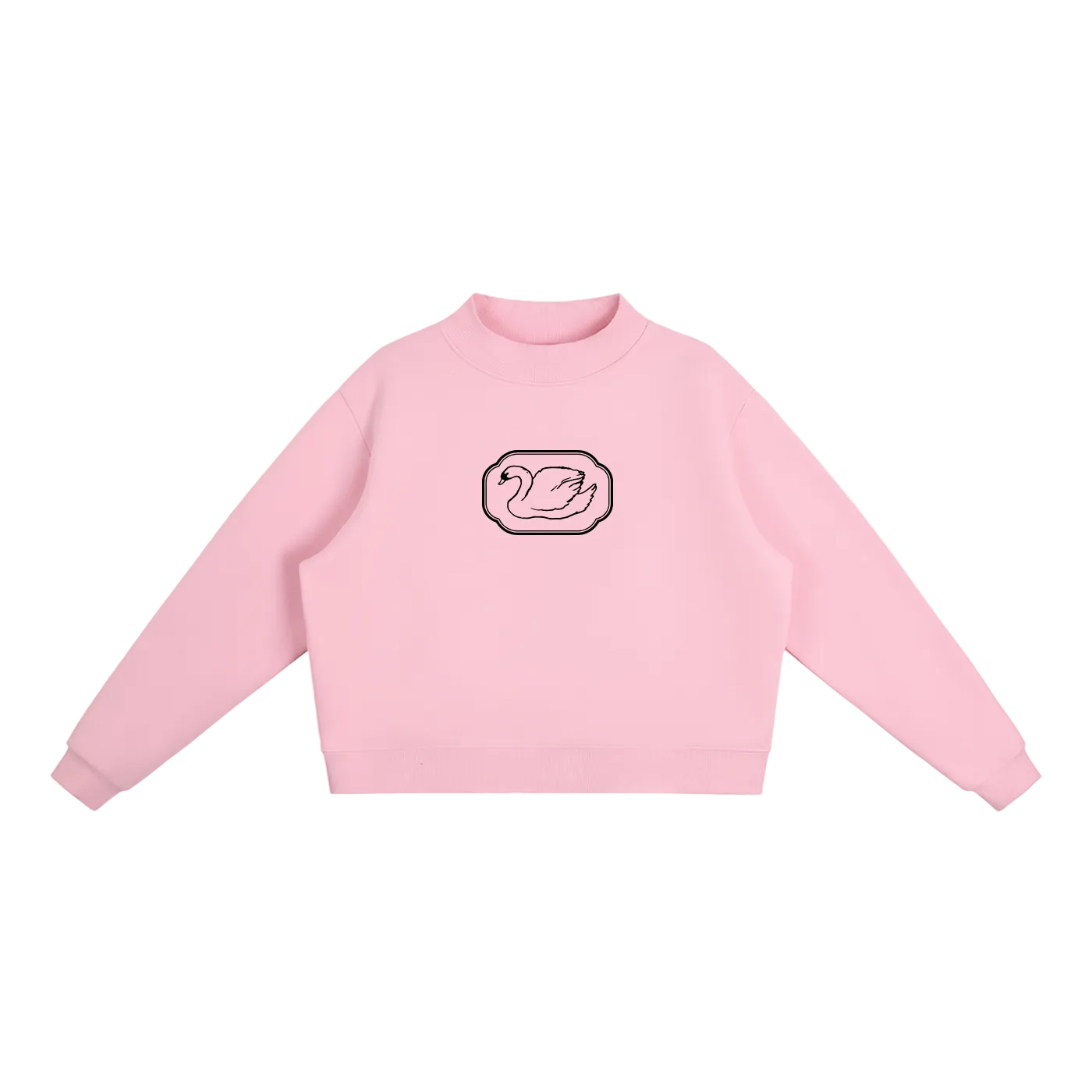 swan stamp fleece crew mock-neck sweatshirt