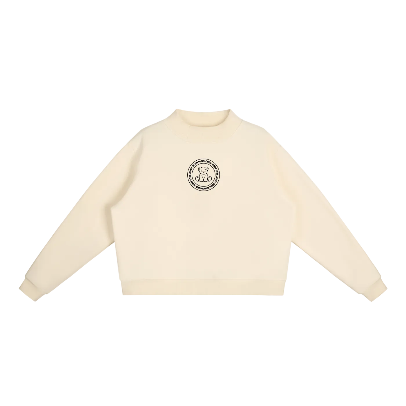 teddy bear fleece crew mock-neck sweatshirt